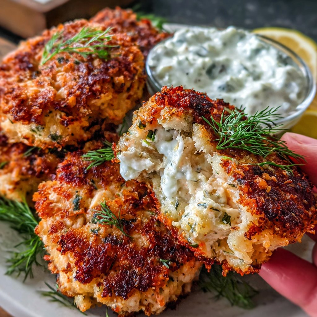 Salmon Cakes Yogurt Dip