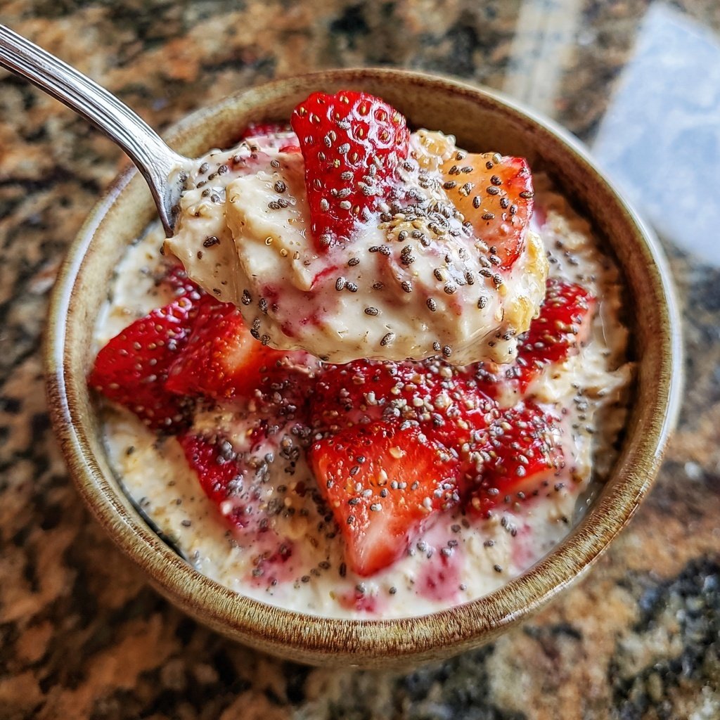 Overnight Oats with Strawberry Swirl