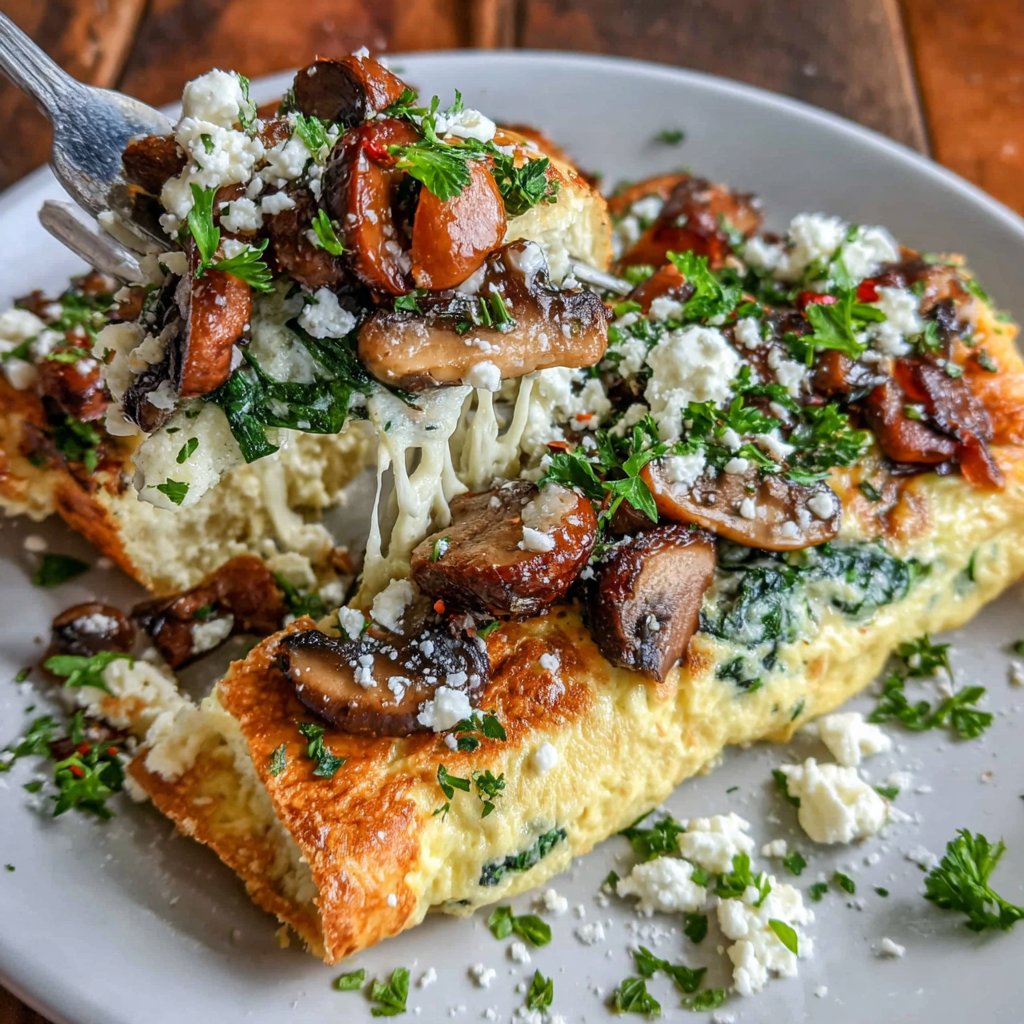 Spinach Mushroom Omelet Plate